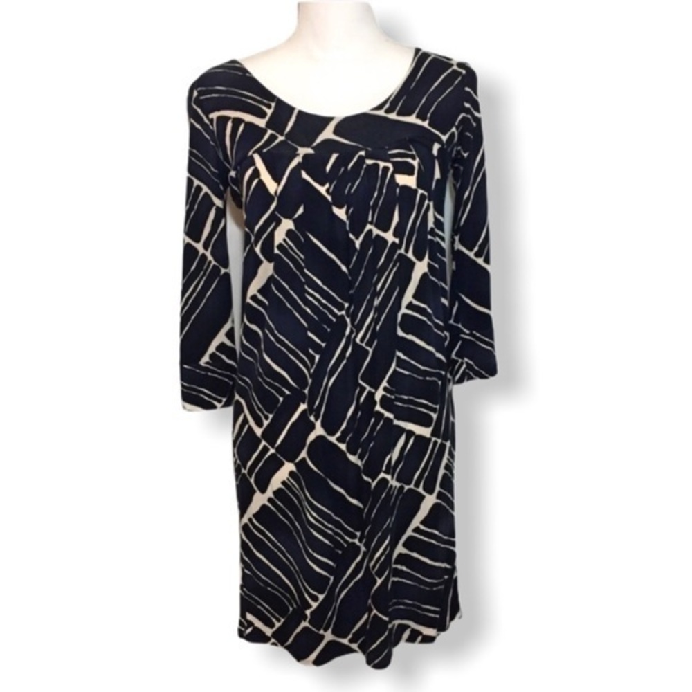 XS Navy Blue Abstract Print New York & Company Stretchy Dress NY&Co